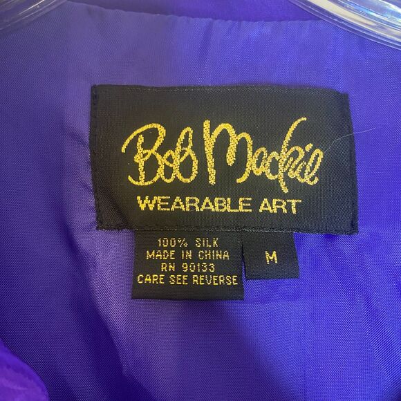Vintage 2000s Bob Mackie Silk Windbreaker Jacket M Purple Full Zip Artsy Glam - Picture 2 of 8